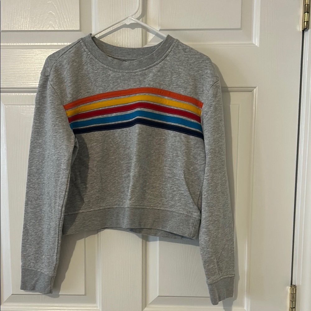 Gray rainbow Striped Women's Sweater